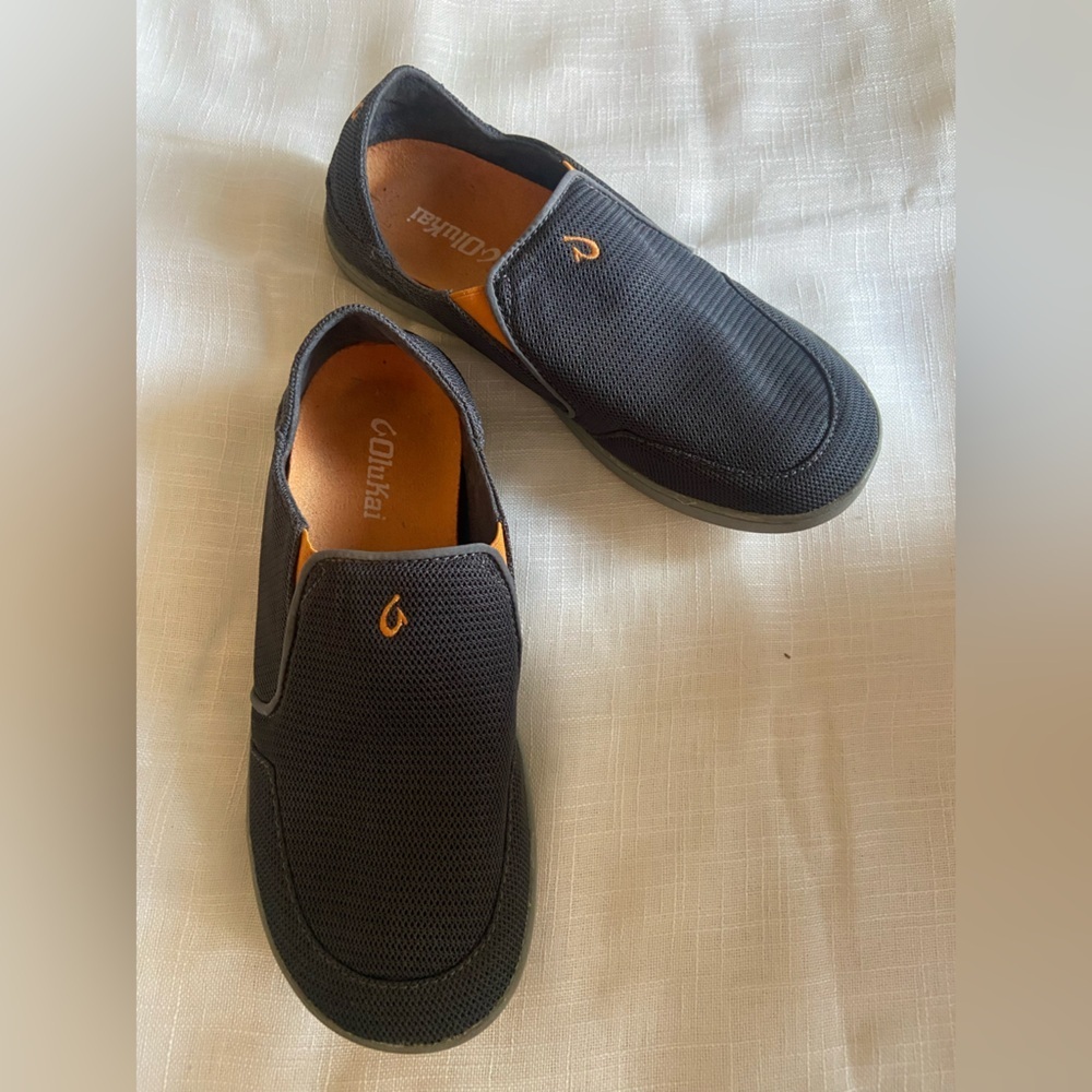 OluKai Men’s Nohea Mesh Shoes Dark Gray Sz 8.5 slip on boat casual low top